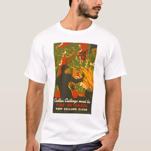 Camiseta Evite el sótano limpio del fuego WPA 1937 (Anverso)