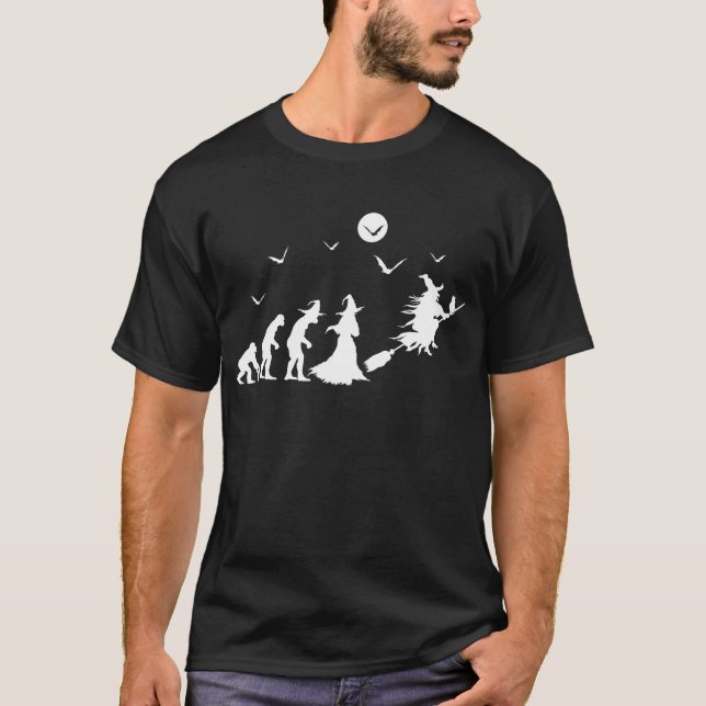 Camiseta Evolución de bruja en escoba (Anverso)