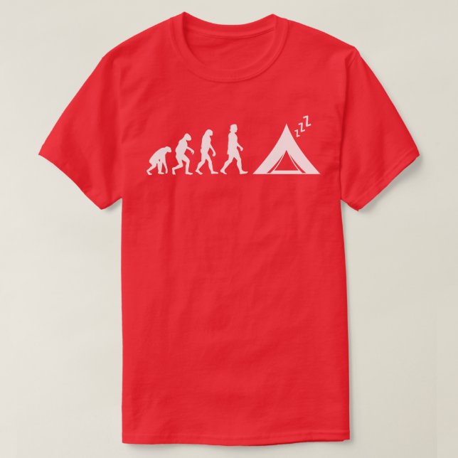 Camiseta Evolución de carpas de camping 1 (Diseño del anverso)
