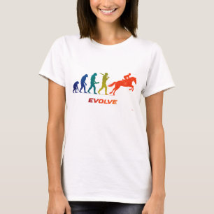 Camiseta Evolución de carreras de caballos Silueta Diseño d