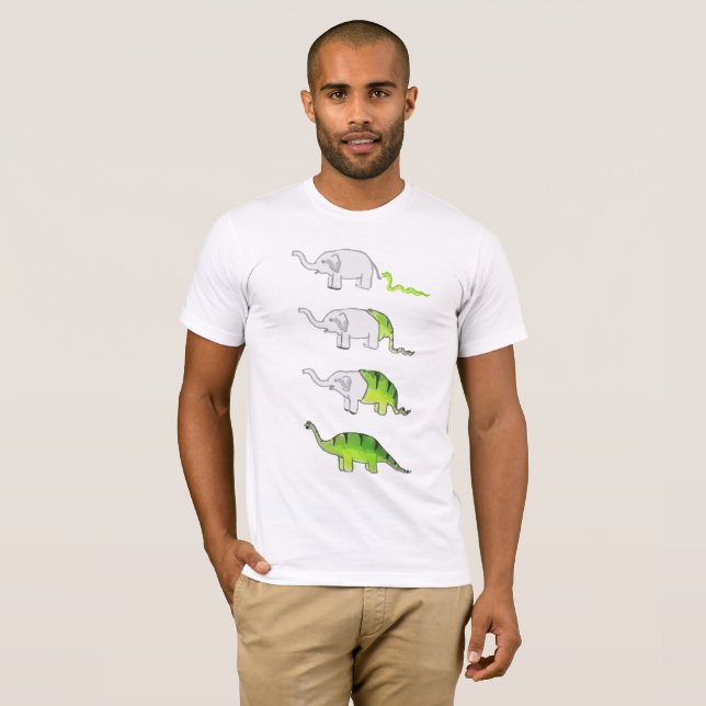 Camiseta evolución de elefantes a los dinosaurios (Anverso completo)