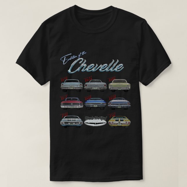 Camiseta Evolución de la Chevelle,SS,Hotrod,Muscle Car,SS4 (Diseño del anverso)
