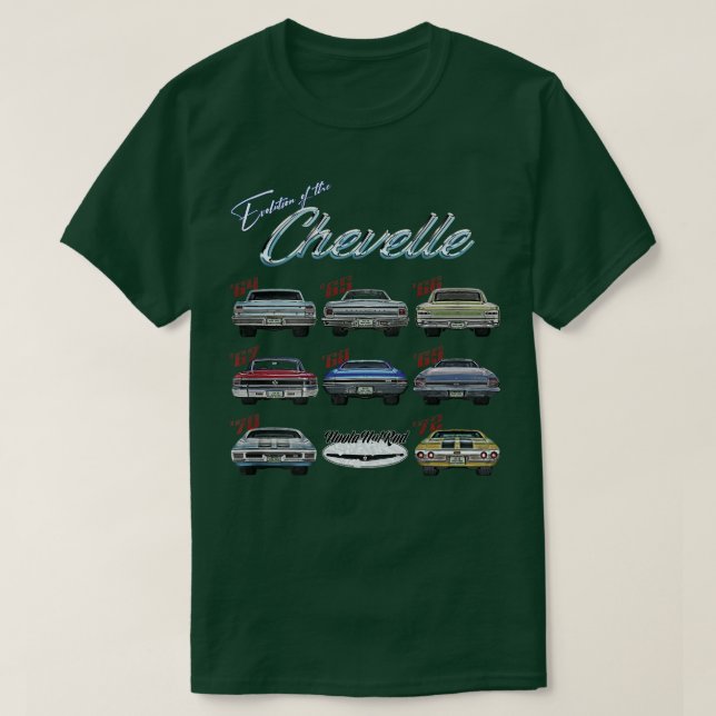 Camiseta Evolución de la Chevelle,SS,Hotrod,Muscle Car,SS4 (Diseño del anverso)