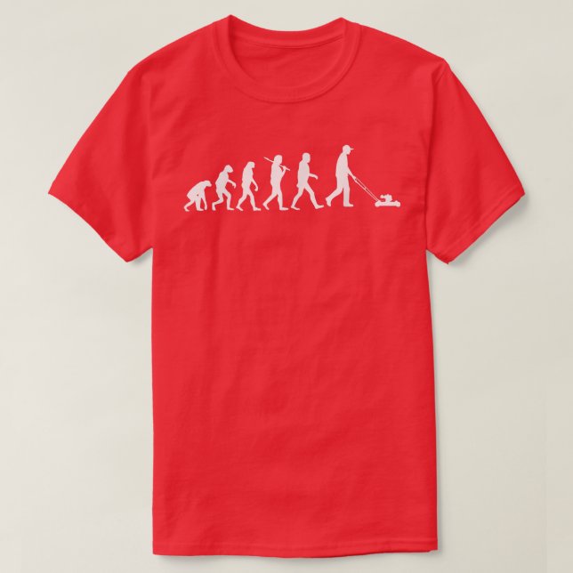 Camiseta Evolución de la cortadora de césped masculino  (Diseño del anverso)