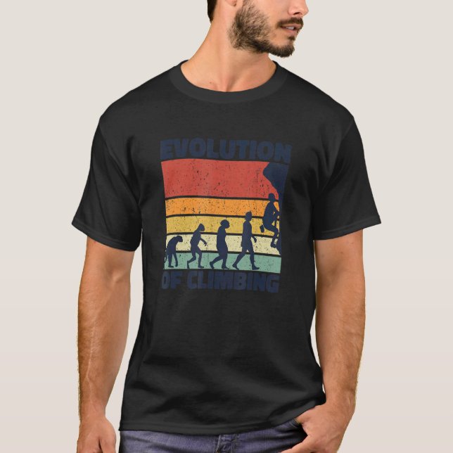 Camiseta Evolución De La Escalada De Rocas En Bouldering (Anverso)