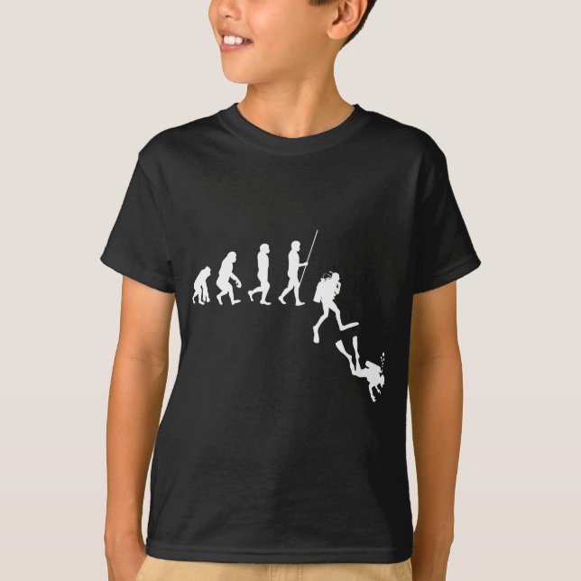 Camiseta Evolución de la evolución del buceo del hombre div (Anverso)