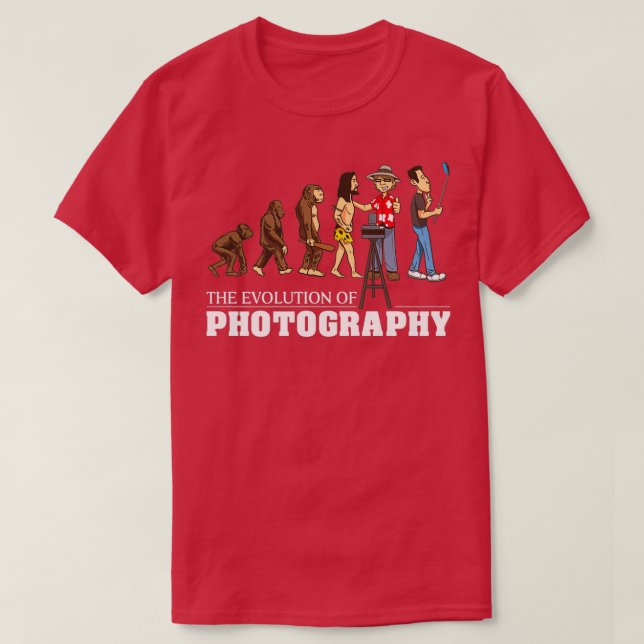 Camiseta Evolución de la fotografía de cámara retro a sí mi (Diseño del anverso)