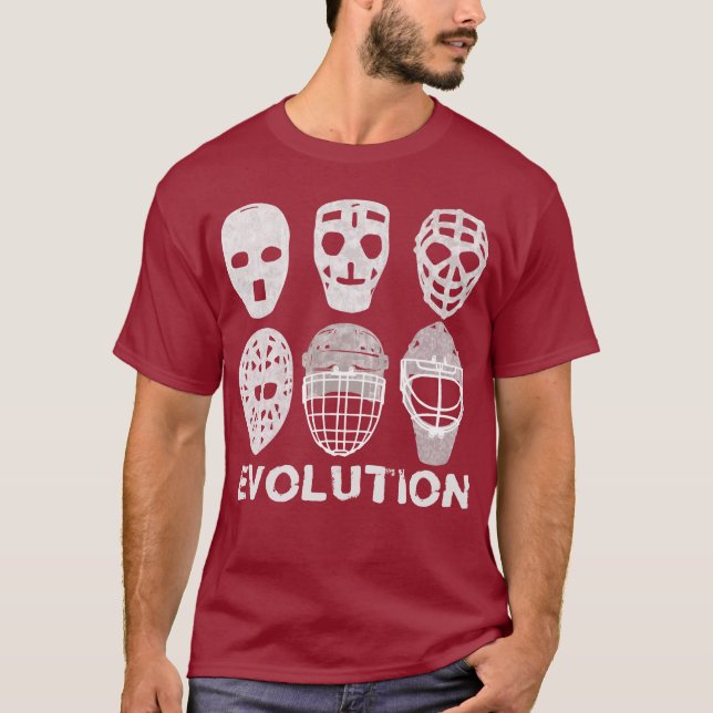 Camiseta Evolución de la máscara del portero del hockey (Anverso)