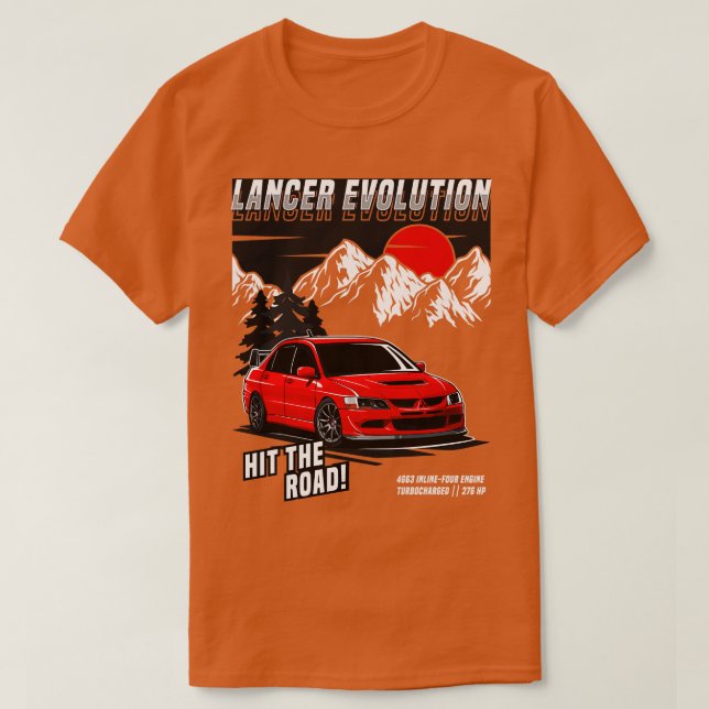 Camiseta Evolución de Lancer Evo VIII de Mitsubishi Lancer (Diseño del anverso)