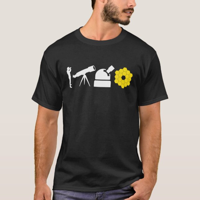 Camiseta Evolución De Los Telescopios Astronómicos James We (Anverso)