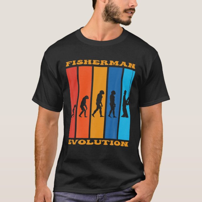 Camiseta Evolución de pescadores , Retro de cosecha (Anverso)