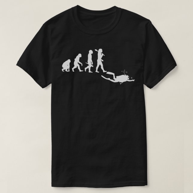 Camiseta Evolución de Scuba Divertida Evolución del Buceo e (Diseño del anverso)