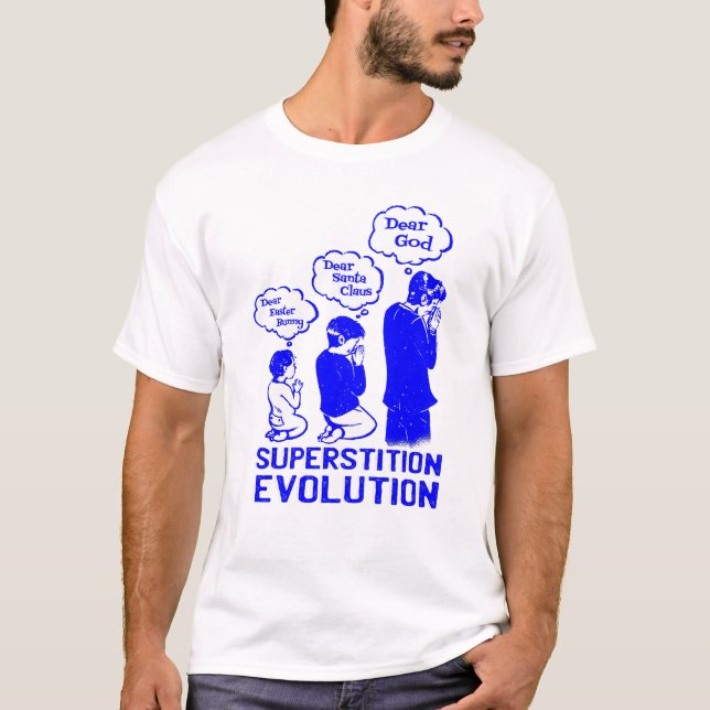 Camiseta evolución de superstición divertida (Anverso)
