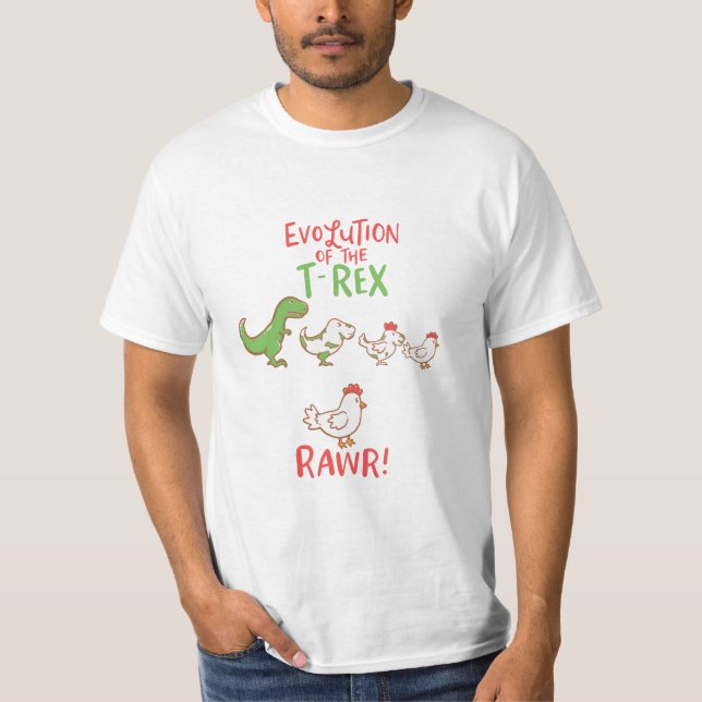 Camiseta ¡Evolución De T-Rex RAWR! Dino Chicken divertido (Anverso)