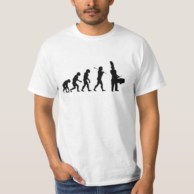 Camiseta Evolución de un batería del tenor (blanco básico) (Anverso)