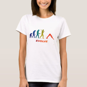 Camiseta Evolución de Yoga Silueta Postura del Perro hacia 