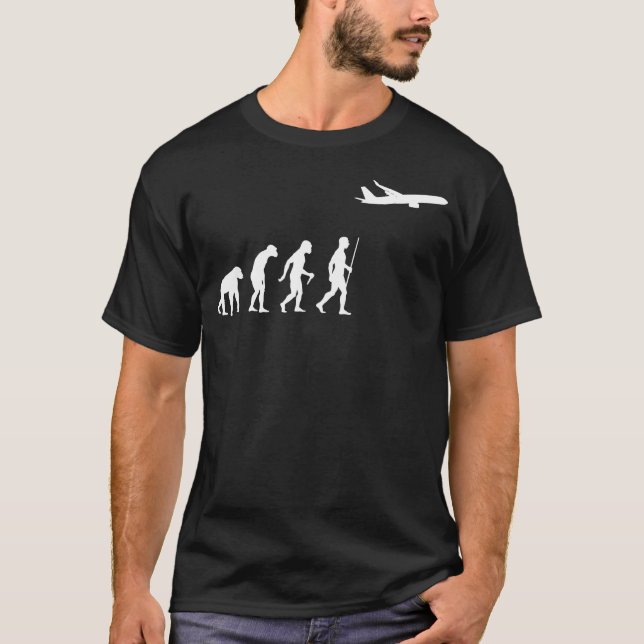 Camiseta Evolución Del Avión Del Hombre (Anverso)