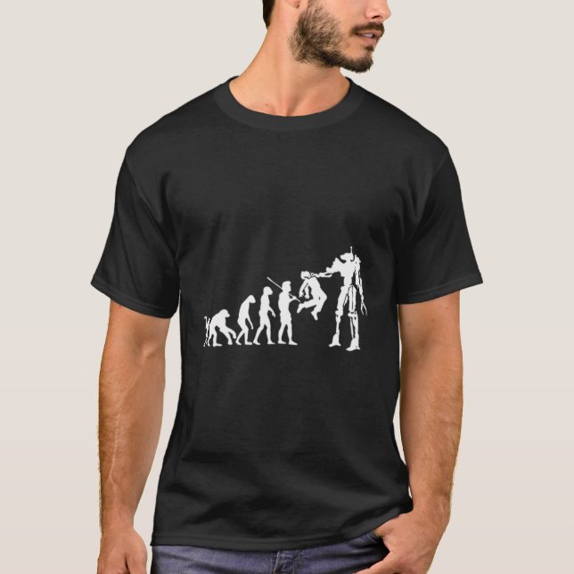 Camiseta Evolución del futuro - Tecnología Distópica Humano (Anverso)