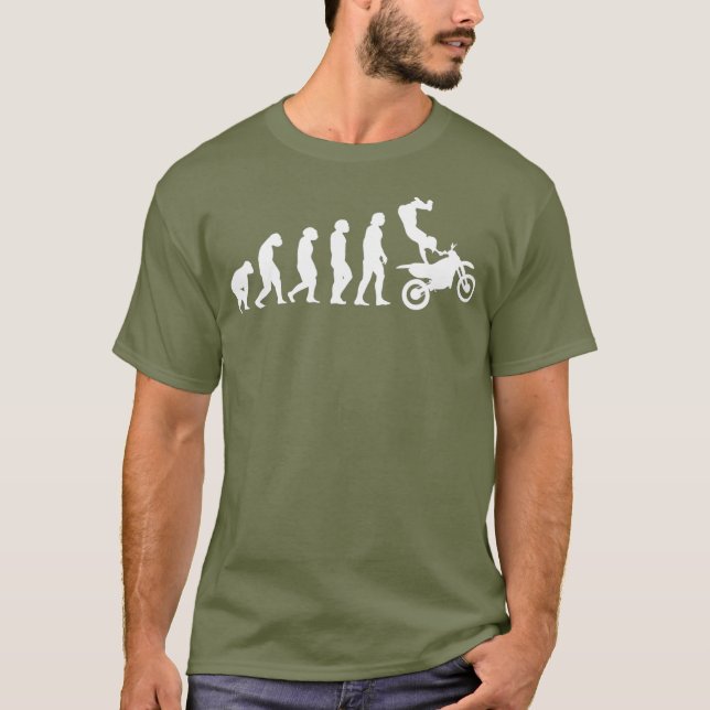 Camiseta Evolución del hombre a Motocross Funny dirt bike (Anverso)