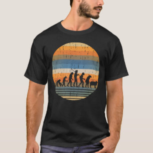 Camiseta Evolución del hombre con el mono al estilo retro o