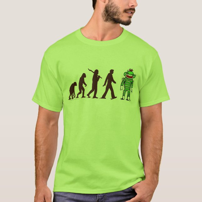 Camiseta Evolución del mono del calcetín (Anverso)