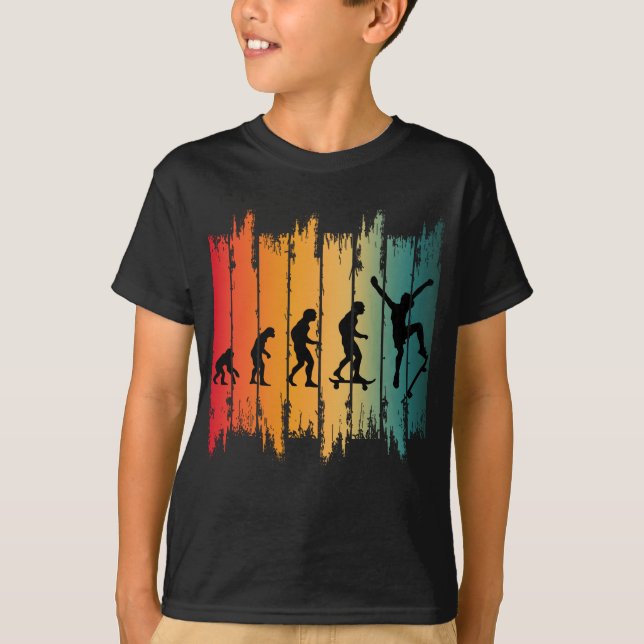Camiseta Evolución del patinador de skateboarding (Anverso)