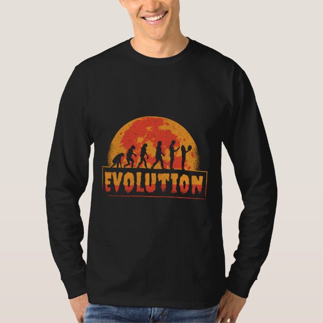 Camiseta Evolución Divertida de Mono a Zombie (Anverso)