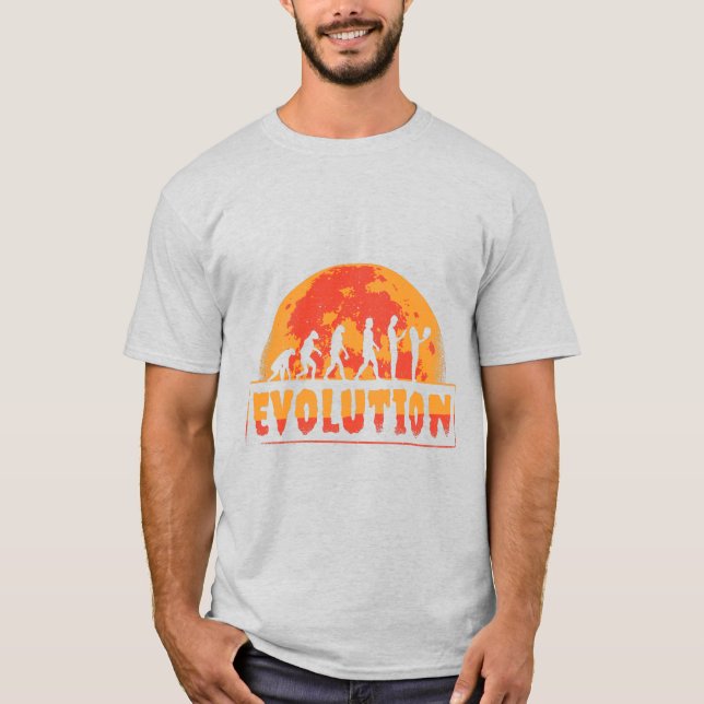 Camiseta Evolución Divertida de Mono a Zombie (Anverso)