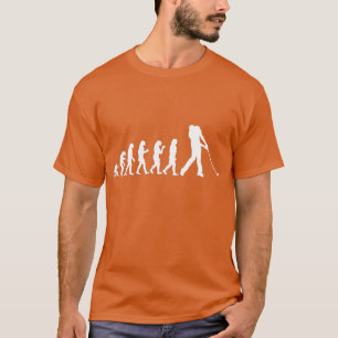 Camiseta Evolución divertida del golf masculino cavernícola