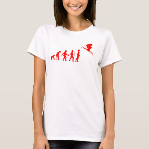 Camiseta Evolución Divertida del Humano a Esquiador