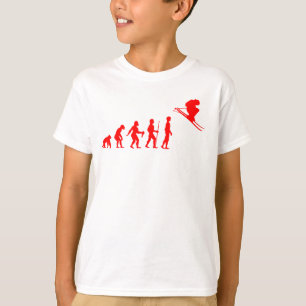 Camiseta Evolución Divertida del Humano a Esquiador