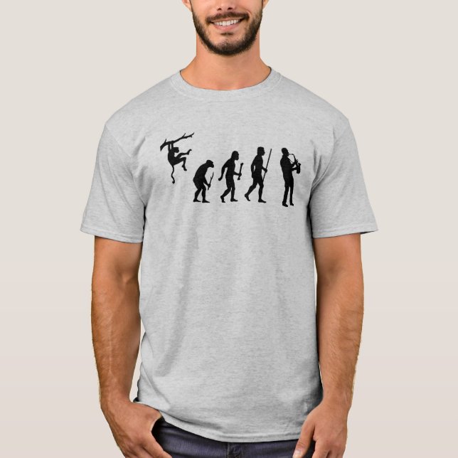 Camiseta Evolución divertida del saxofón (Anverso)