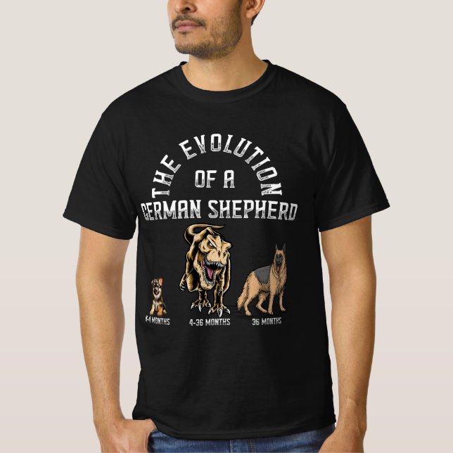 Camiseta Evolución divertida Pastor alemán Dinosaurus Masco (Anverso)