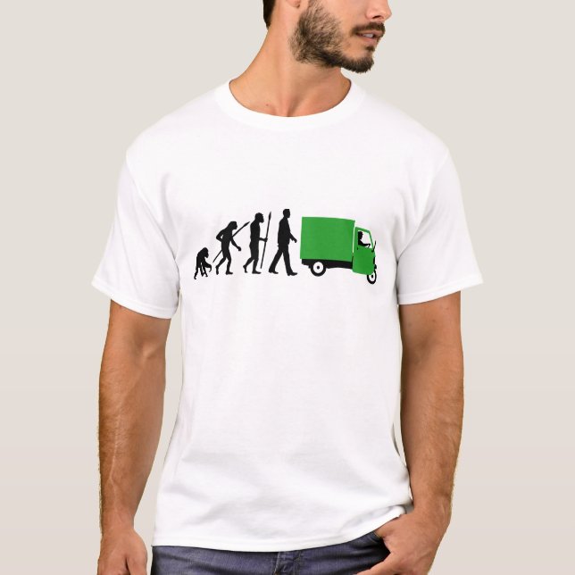 Camiseta Evolución of usted Piaggio Ape mini transporter (Anverso)