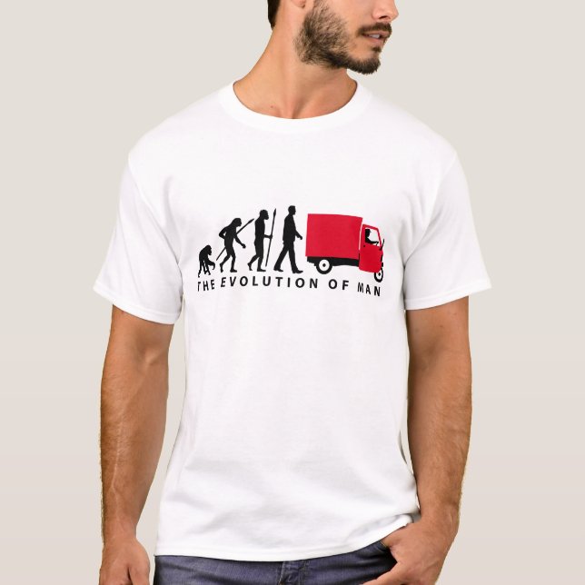 Camiseta Evolución of usted Piaggio Ape mini transporter (Anverso)
