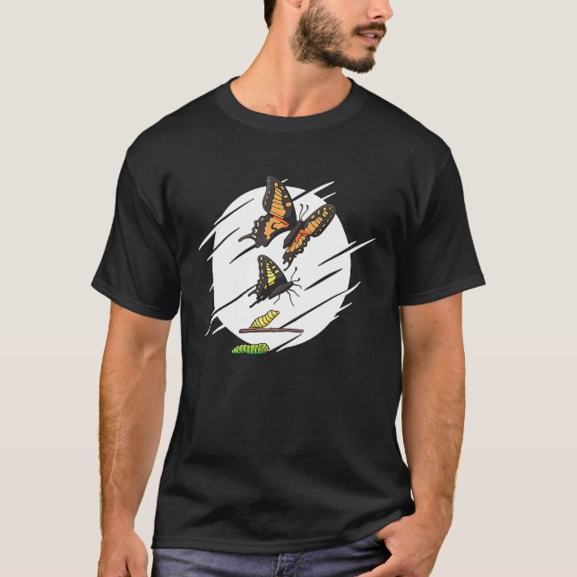 Camiseta Evolución Oruga Mariposa Monarca (Anverso)