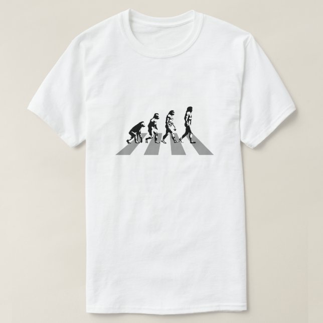 Camiseta Evolución - parodia del camino de la abadía (Diseño del anverso)