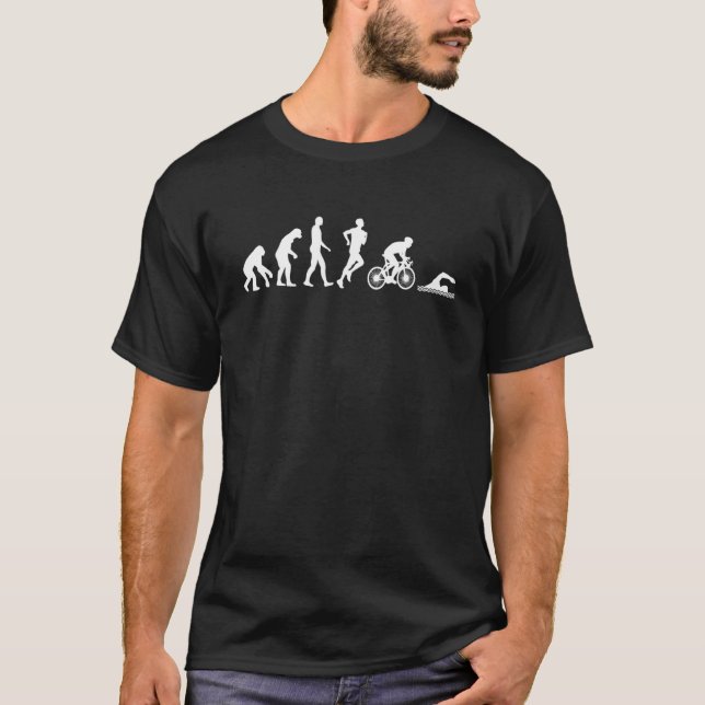 Camiseta Evolución Triatlón gráfico en marcha en bicicleta  (Anverso)