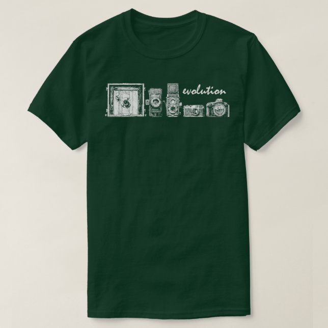 Camiseta Evolución vintage de la fotografía de cámara (Diseño del anverso)