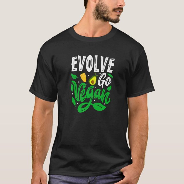 Camiseta Evoluciona, hazte Vegano, comida Premium (Anverso)