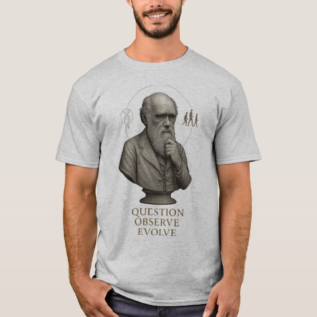 Camiseta EVOLUTION OF THOUGHT – Question. Observe. Evolve. (Anverso)