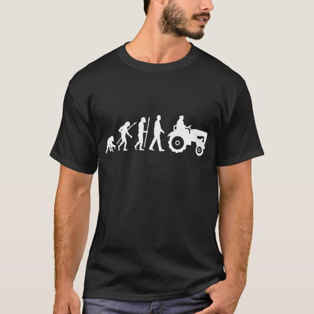 Camiseta evolution of usted farmer with tractor (Anverso)