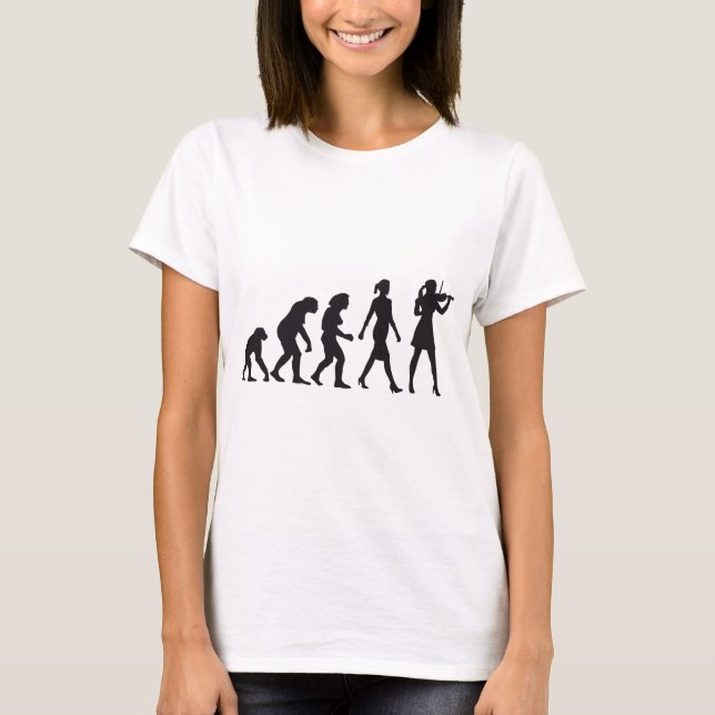 Camiseta evolution of woman female violin player (Anverso)