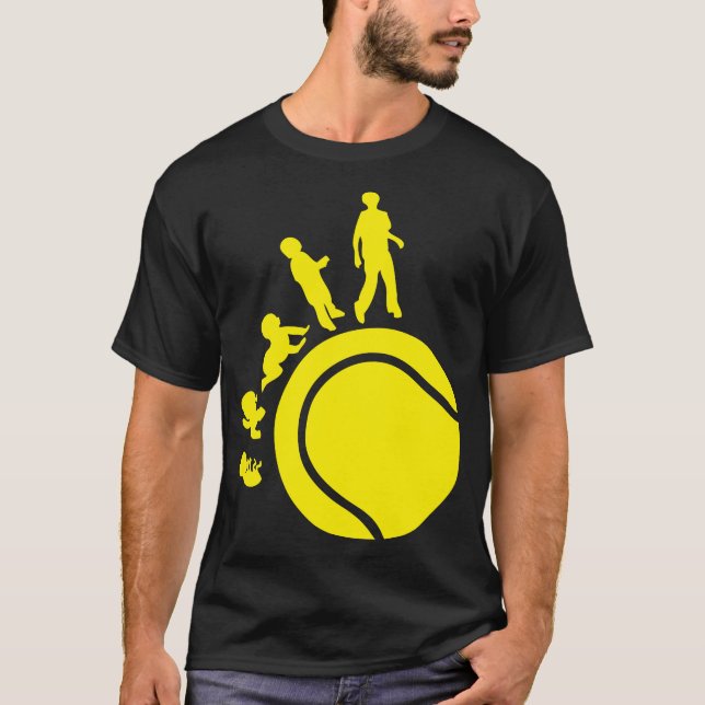 Camiseta evolution tennis humain bebe foetus evoluzione evo (Anverso)