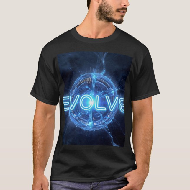 Camiseta EVOLVE Esfera Digital Azul Neón | Tech Ev (Anverso)