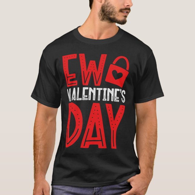 Camiseta Ew Día de San Valentín Corazón Bloqueado Sencillo  (Anverso)