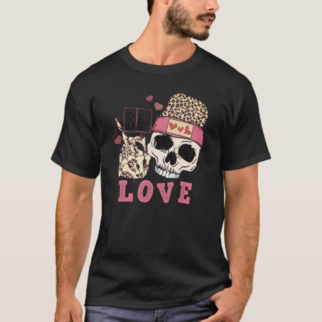 Camiseta Ew Love Leopard Skeleton Anti Valentines Da (Anverso)