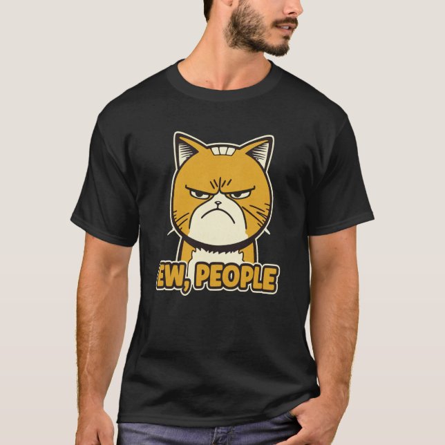 Camiseta Ew People  Angry Cat Illustration (Anverso)