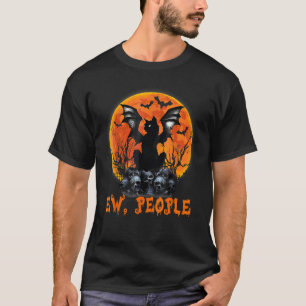 Camiseta Ew People Black Cat Bat Wings Halloween Spooky Cos