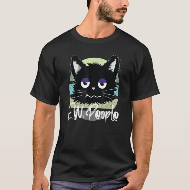 Camiseta Ew People Black Cat Sleepe Face Vintage (Anverso)